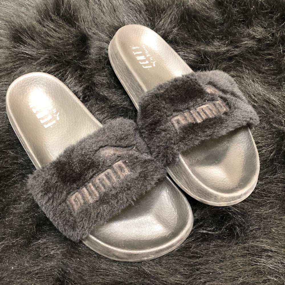 Fuzzy Fenty Puma slides